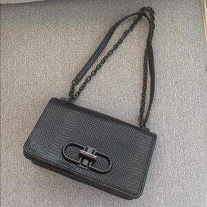 Aldo Ocerran black leather snakeskin pattern convertible, crossbody shoulder bag